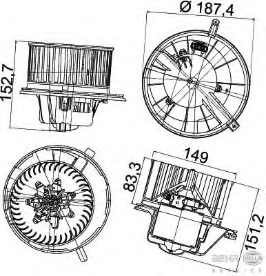 Вентилятор салона HELLA 8EW 351 043-211