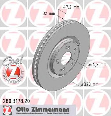 Гальмівний диск ZIMMERMANN 280.3178.20