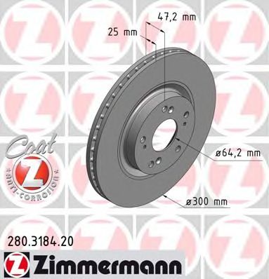 Гальмівний диск ZIMMERMANN 280.3184.20