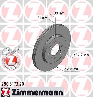 Гальмівний диск ZIMMERMANN 280.3173.20