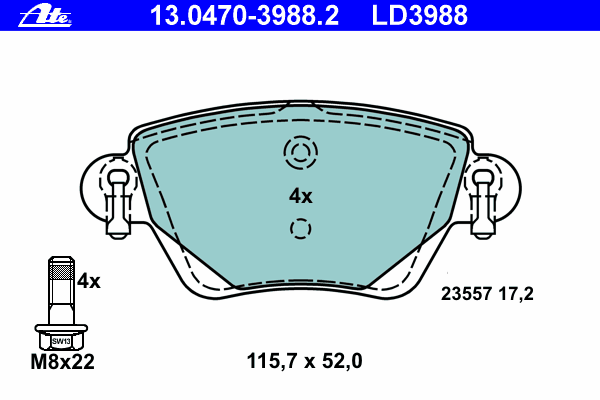 Тормозные колодки ATE 13.0470-3988.2 ATE Ceramic