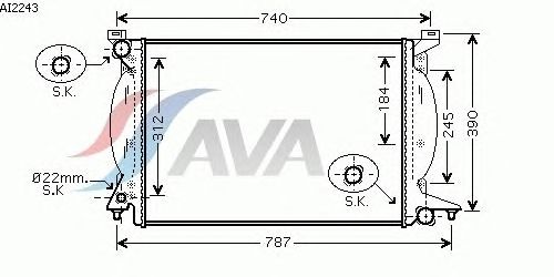 Радиатор, охлаждение двигателя AVA QUALITY COOLING AI2243