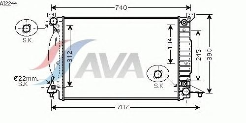 Радіатор, охолодження двигуна AVA QUALITY COOLING AI2244