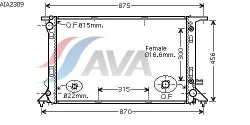 Радіатор, охолодження двигуна AVA QUALITY COOLING AIA2309