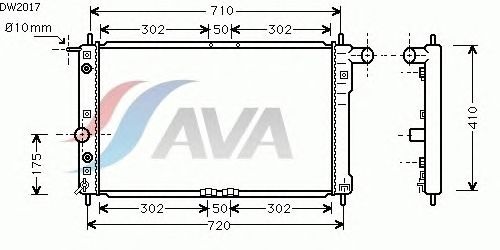 Радиатор, охлаждение двигателя AVA QUALITY COOLING DW2017