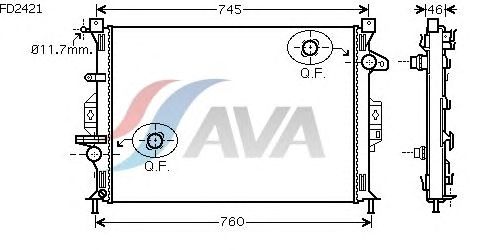 Радіатор, охолодження двигуна AVA QUALITY COOLING FD2421