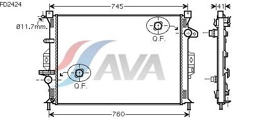 Радиатор, охлаждение двигателя AVA QUALITY COOLING FD2424