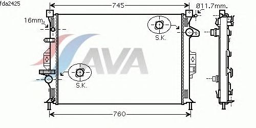 Радиатор, охлаждение двигателя AVA QUALITY COOLING FDA2425