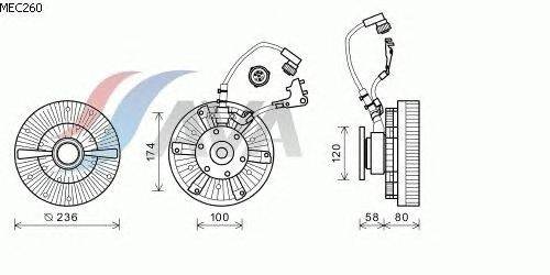 Вязкостная муфта вентилятора охлаждения AVA QUALITY COOLING MEC260