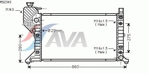 Радиатор, охлаждение двигателя AVA QUALITY COOLING MS2343