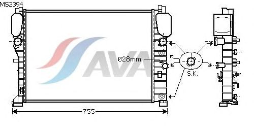 Радіатор, охолодження двигуна AVA QUALITY COOLING MS2394