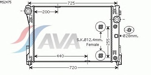 Радиатор, охлаждение двигателя AVA QUALITY COOLING MS2475