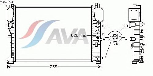 Радіатор, охолодження двигуна AVA QUALITY COOLING MSA2394