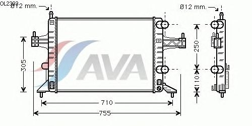 Радиатор, охлаждение двигателя AVA QUALITY COOLING OL2303