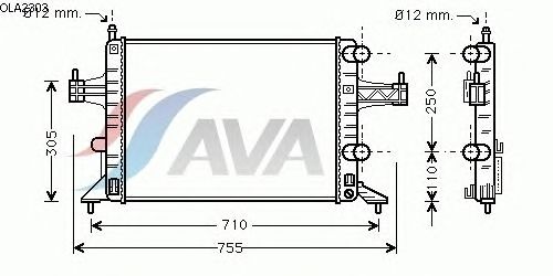 Радиатор, охлаждение двигателя AVA QUALITY COOLING OLA2303