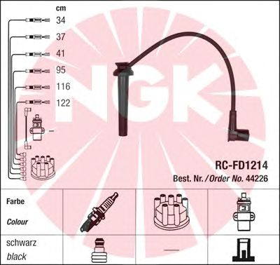 Комплект высоковольтных проводов NGK RCFD1214