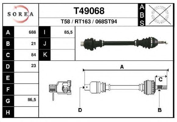 Приводной вал EAI T49068