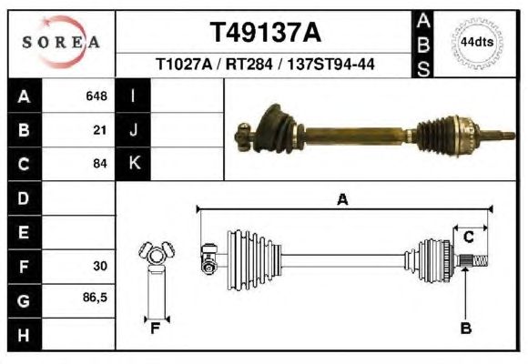 Приводний вал EAI T49137A