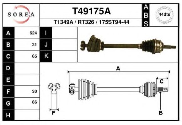 Приводний вал EAI T49175A