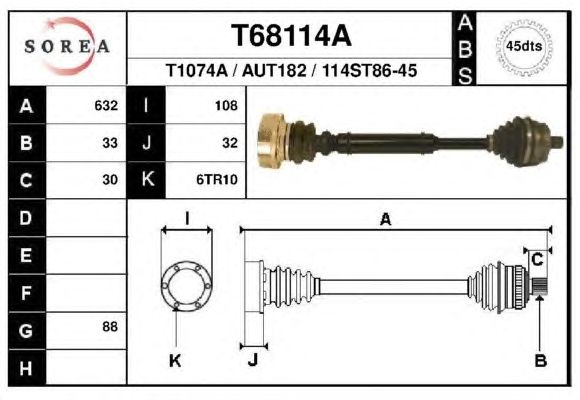 Приводной вал EAI T68114A