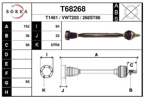 Приводной вал EAI T68268