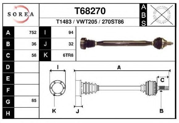 Приводной вал EAI T68270