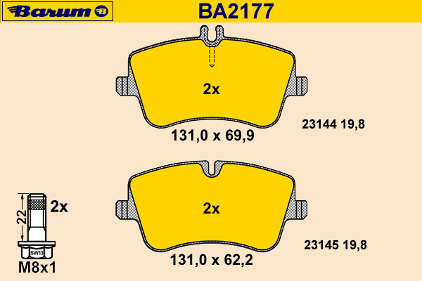 Тормозные колодки BARUM BA2177