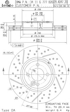 Тормозной диск BREMBO 09.A047.20