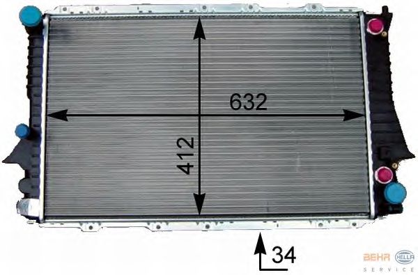 Радиатор, охлаждение двигателя HELLA 8MK 376 714-001