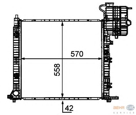 Радиатор, охлаждение двигателя HELLA 8MK 376 721-411