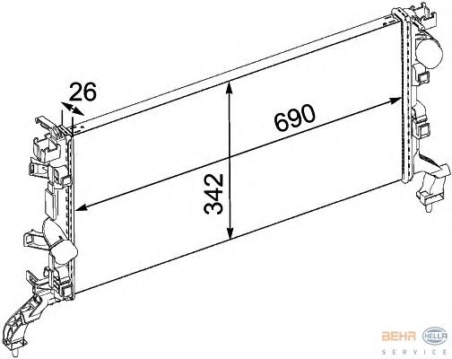 Радіатор, охолодження двигуна HELLA 8MK 376 745-231