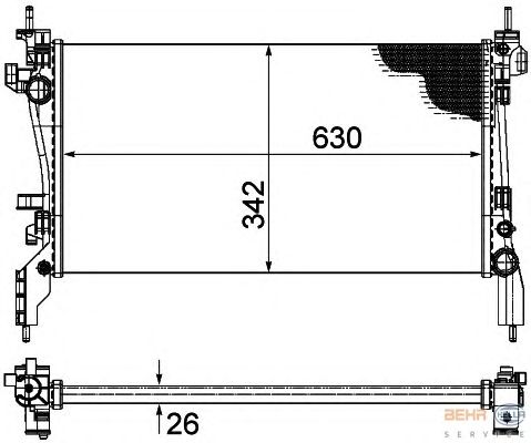 Радиатор, охлаждение двигателя HELLA 8MK 376 754-564 BEHR HELLA SERVICE Version ALTERNATIVE