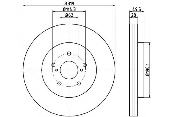 Тормозной диск HELLA 8DD 355 114-981 PRO