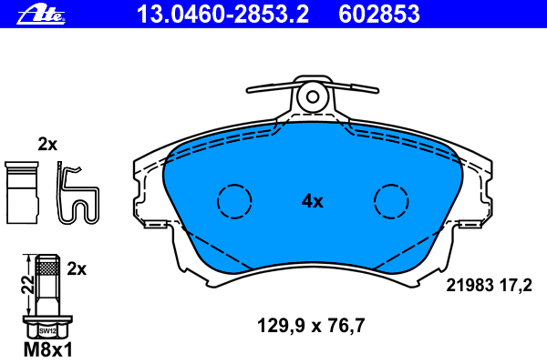Тормозные колодки ATE 13.0460-2853.2