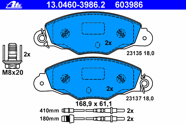 Тормозные колодки ATE 13.0460-3986.2