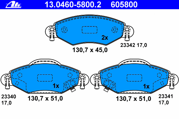 Тормозные колодки ATE 13.0460-5800.2