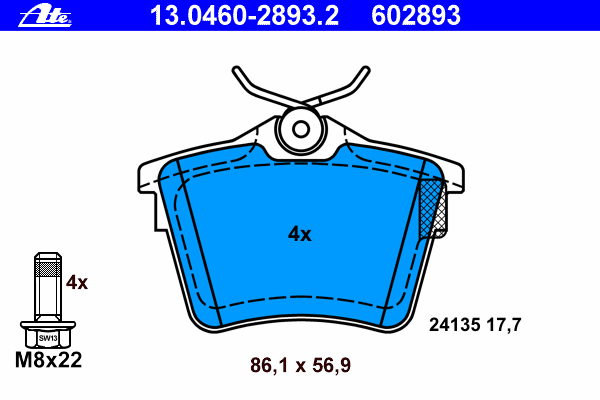 Тормозные колодки ATE 13.0460-2893.2
