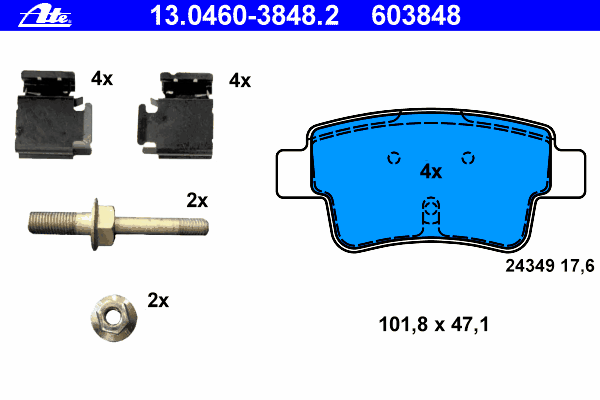 Тормозные колодки ATE 13.0460-3848.2