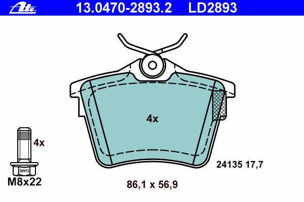 Тормозные колодки ATE 13.0470-2893.2 ATE Ceramic