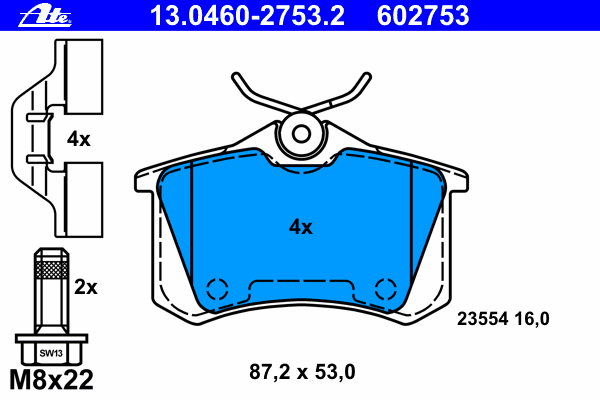 Тормозные колодки ATE 13.0460-2753.2