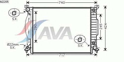 Радиатор, охлаждение двигателя AVA QUALITY COOLING AI2205