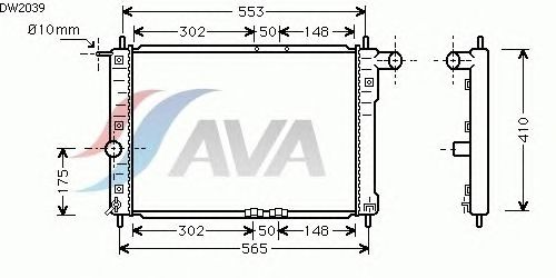 Радиатор, охлаждение двигателя AVA QUALITY COOLING DW2039