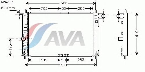 Радіатор, охолодження двигуна AVA QUALITY COOLING DWA2014