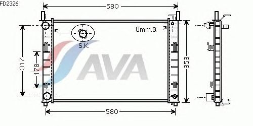 Радиатор, охлаждение двигателя AVA QUALITY COOLING FD2326