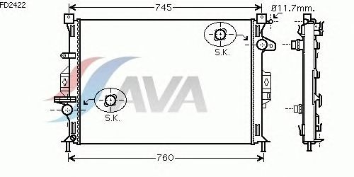 Радиатор, охлаждение двигателя AVA QUALITY COOLING FD2422