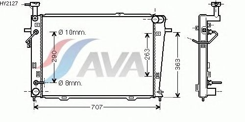 Радиатор, охлаждение двигателя AVA QUALITY COOLING HY2127