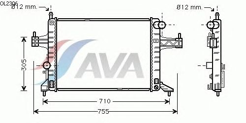 Радиатор, охлаждение двигателя AVA QUALITY COOLING OL2306