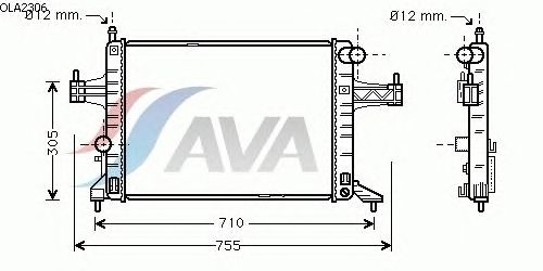 Радиатор, охлаждение двигателя AVA QUALITY COOLING OLA2306