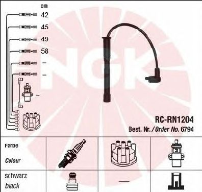Комплект высоковольтных проводов NGK RCRN1204