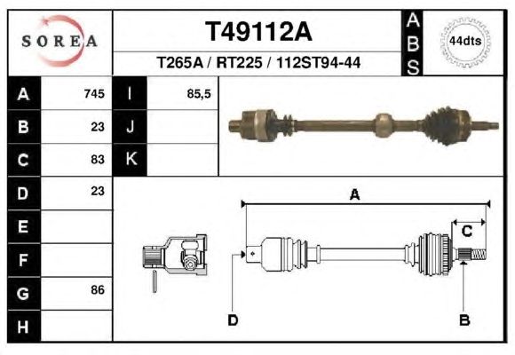 Приводной вал EAI T49112A
